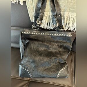 Vintage Aqua Madonna Fur and Leather shoulder bag